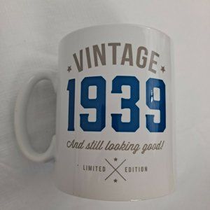 Birthday Year 1939 Coffee Mug Cup White Navy Blue gift novelty